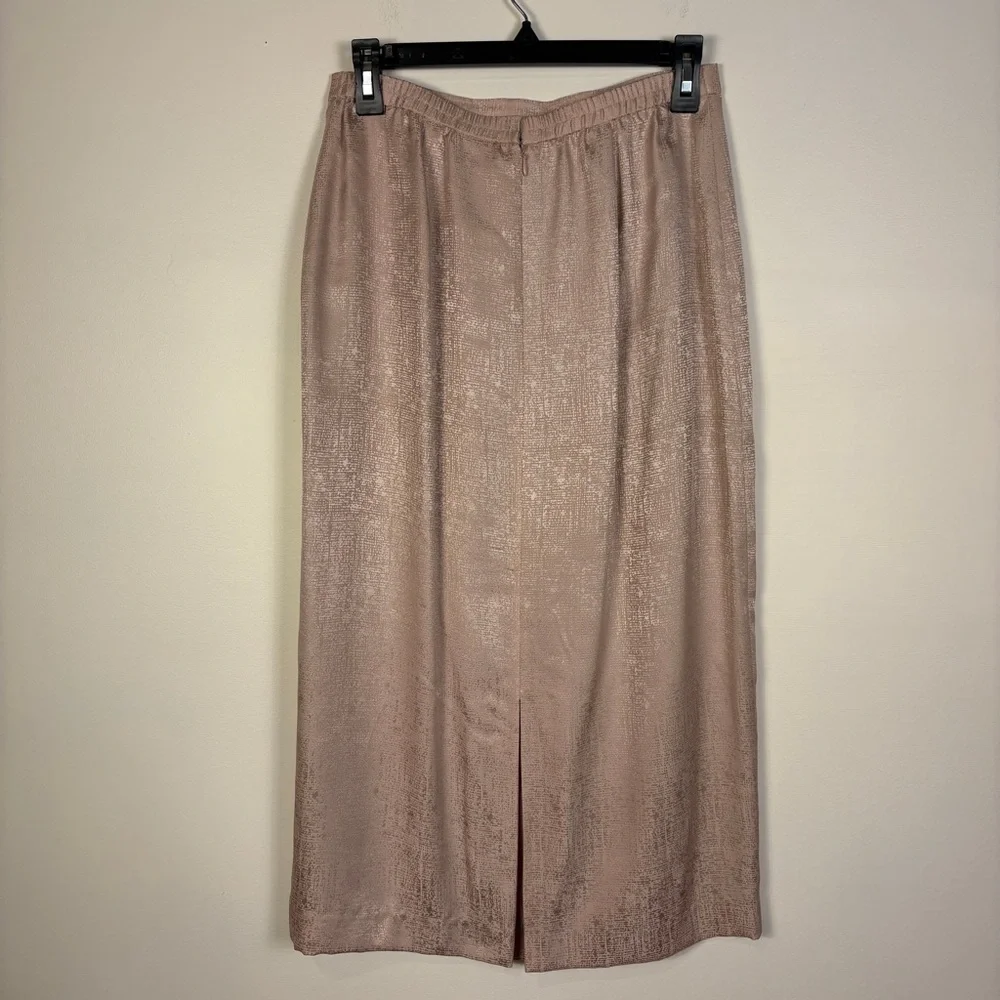 Vintage Blush Pink 100% Silk Maxi Skirt Elegant Romantic Classic - Picture 3 of 6